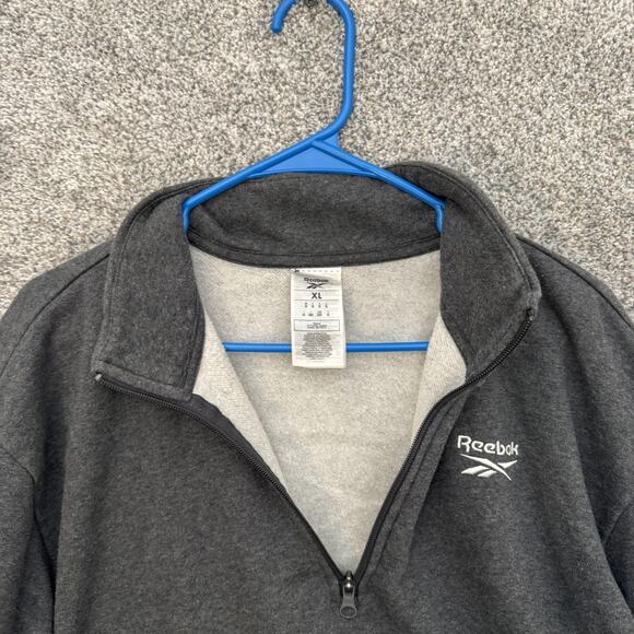 Reebok Pullover Mens XL Gray Quarter Zip Fleece Sweatshirt Athletic Training - Picture 5 of 11